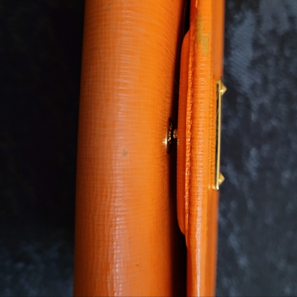 Authentic FENDI Logo Plate Leather Long Wallet Orange Italy - Picture 13 of 13